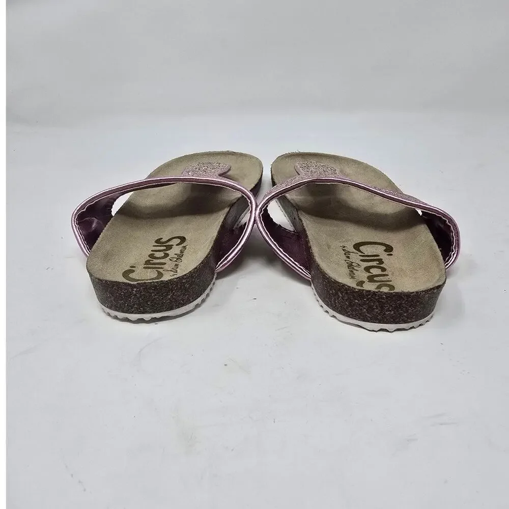 Circus by Sam Edelman Girl's Ethel Glitz Glitter Sparkle Thong Sandals Pink 13